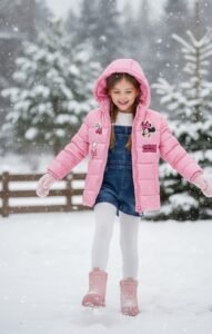 disney minnie mouse hooded pink padded jacket for girls. by kids tv