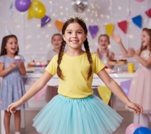 girls ice blue tulle skirt for birthday party by kids tv