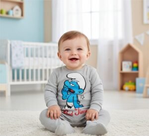 smurf cotton overalls baby boy long sleeve by kids tv