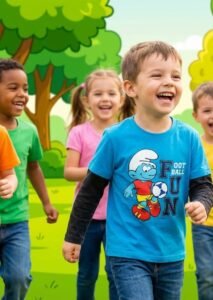 the smurfs boys long sleeve t shirt by kids tv