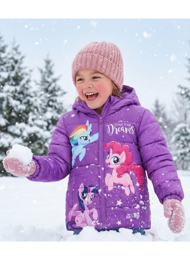My little Pony hooded purple padded jacket for girls. By kids tv