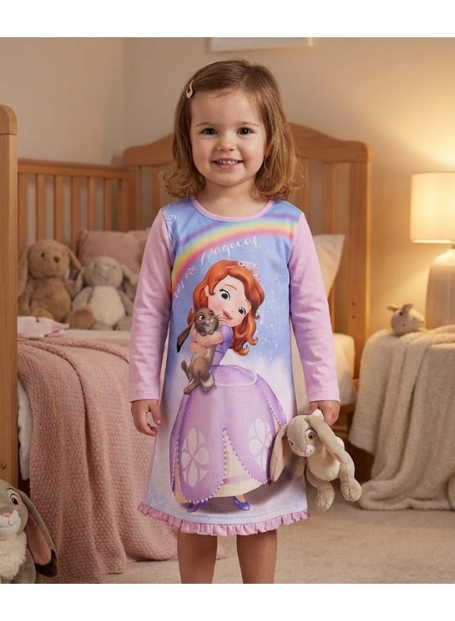 Disney Princess Sofia Nightgown Long Sleeves 100% cotton.