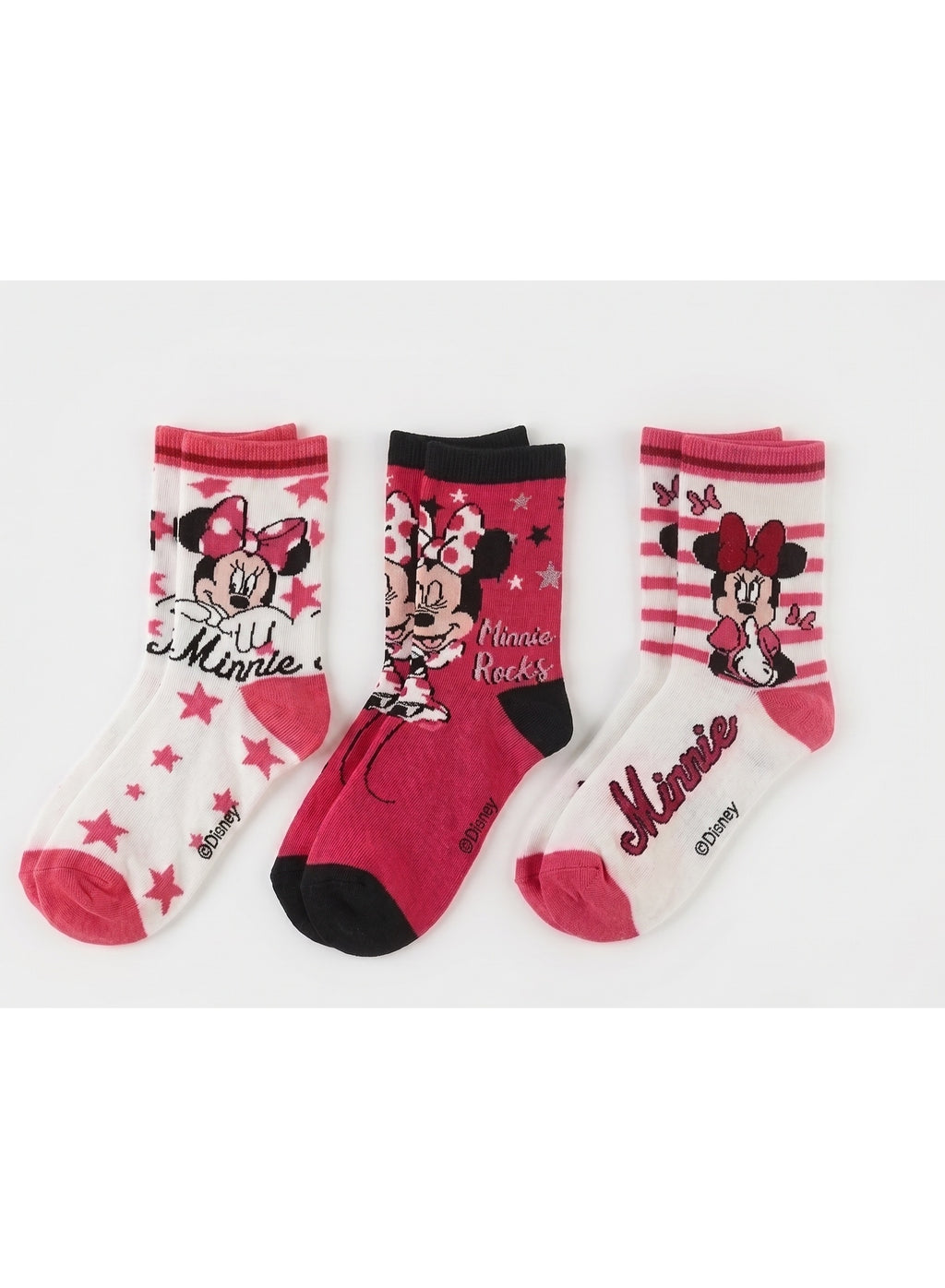 Disney Minnie Mouse 3-pack of girls' socks. By kids tv