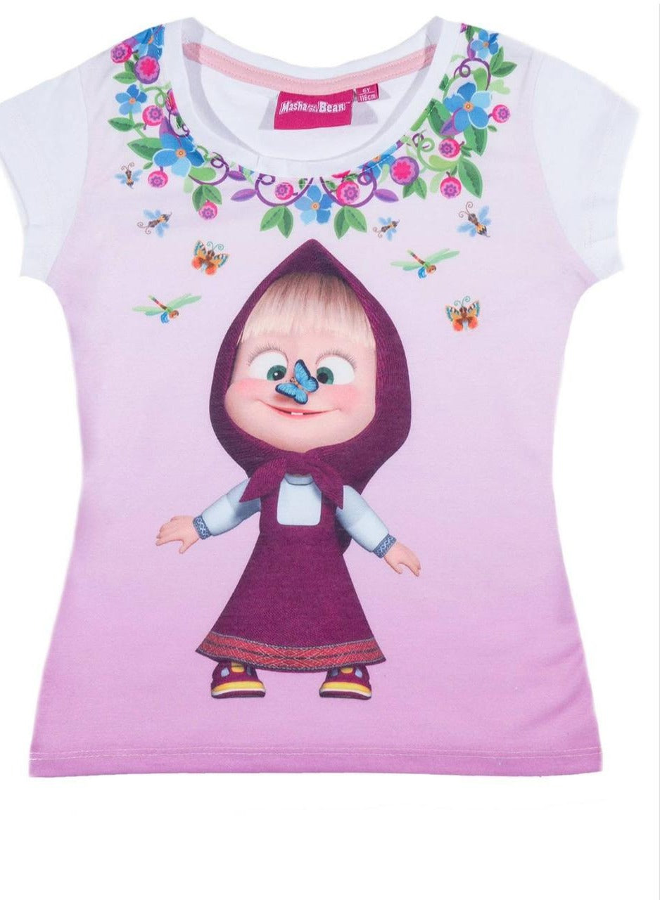 Masha And The Bear Girls Short Sleeve T-Shirt100%cotton