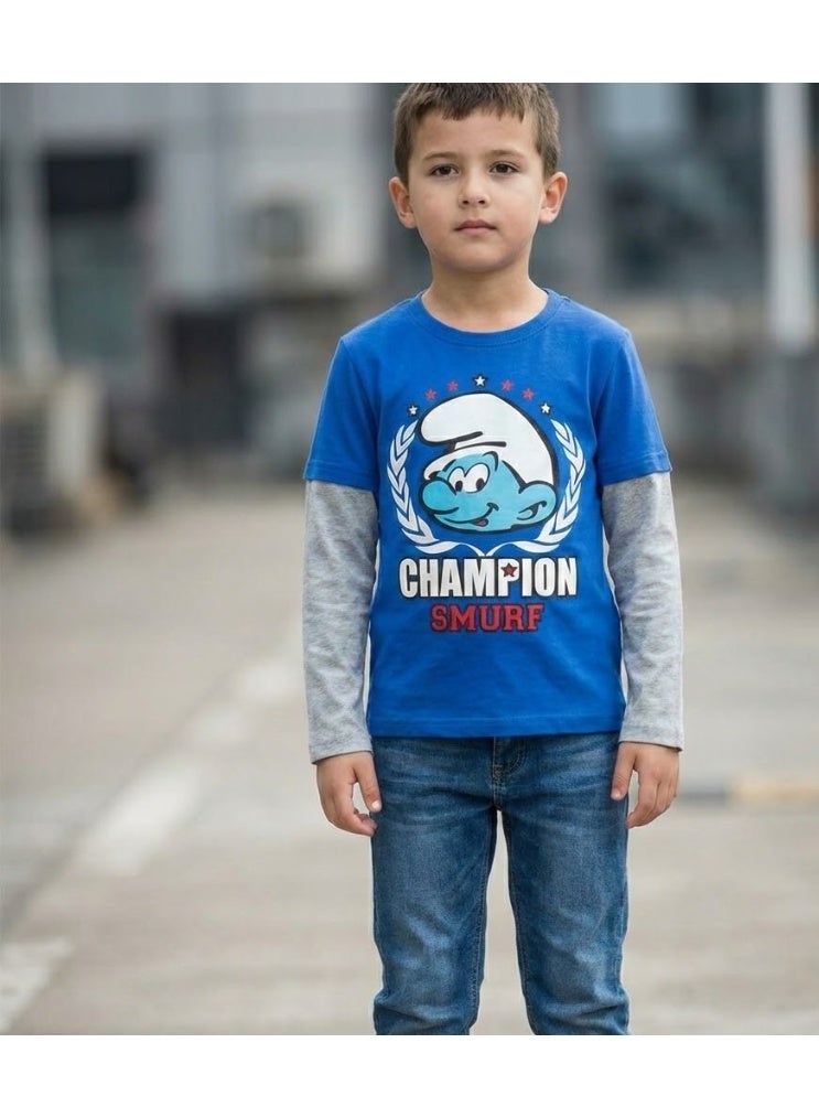 THE SMURFS boys long sleeve T-shirt 100% Cotton100% Cotton  by Kids TV