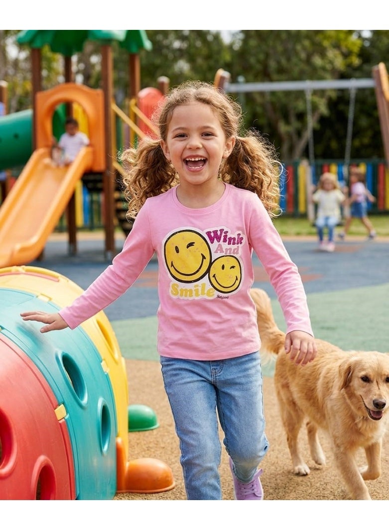 تي شيرت Smiley’s World بأكمام طويلة للفتيات من Kids TV قطن 100%