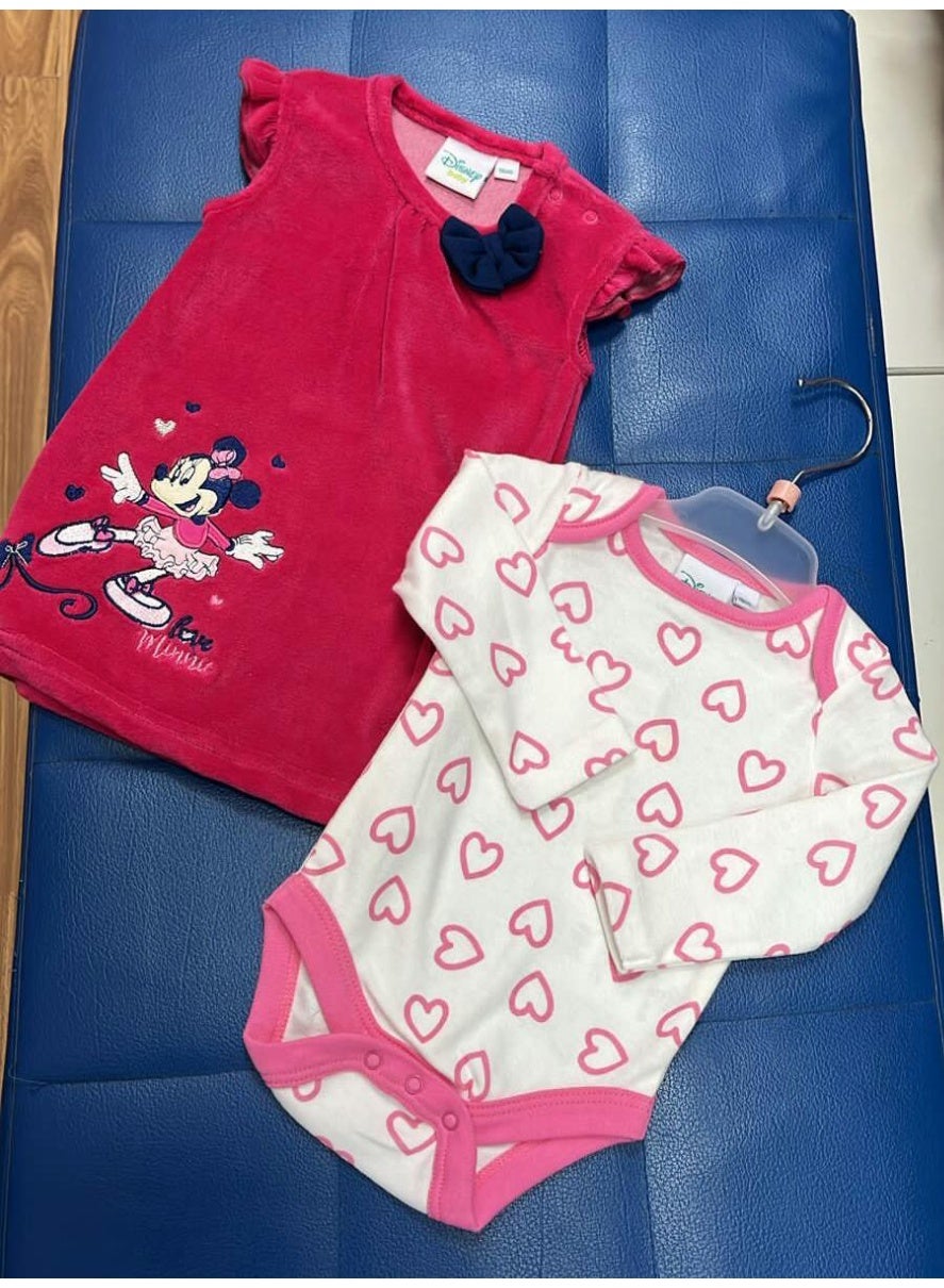 Baby Bodysuit Long Sleeves By Disney Set 2- Piece By Kids TV100%cotton