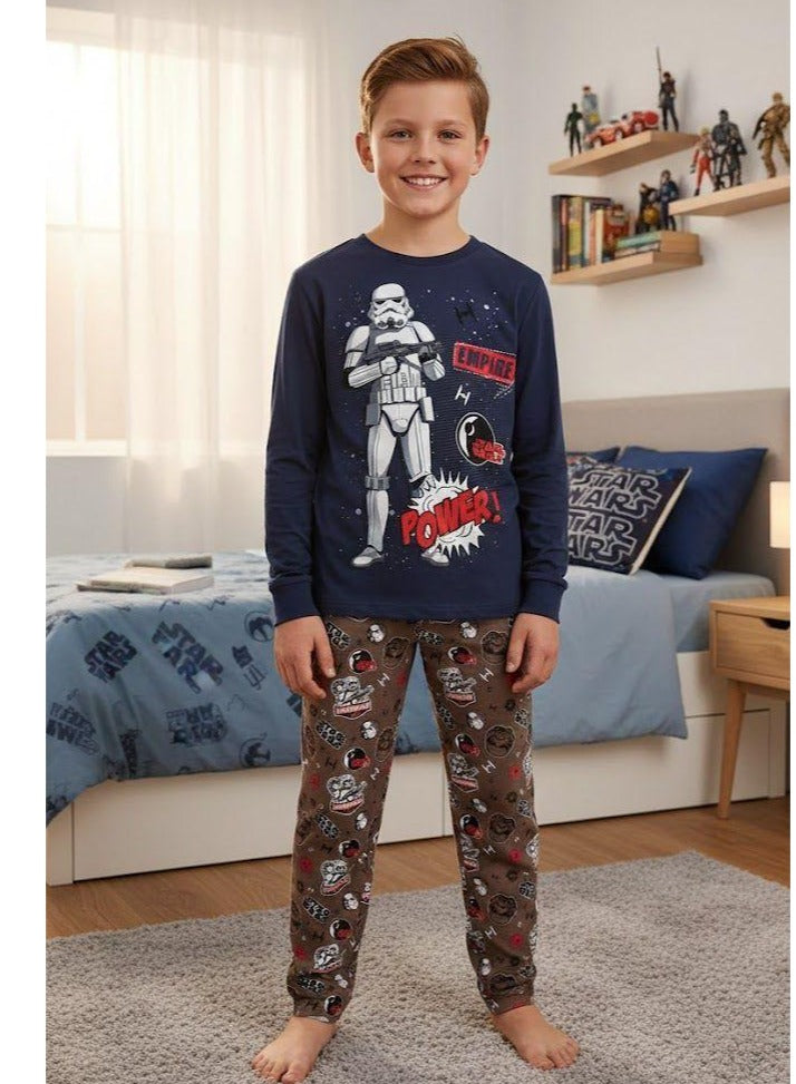 بيجاما Star Wars للأولاد بأكمام طويلة من كيدز تي في 100% قطن