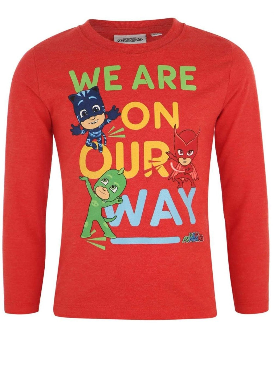 PJ MASKS Boys Long Sleeve T-shirt 100% Cotton by Kids TV