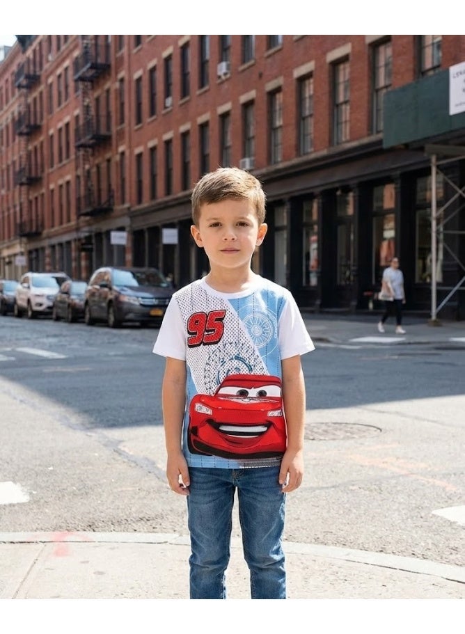 Disney Car Lightning McQueen T-Shirt 100% Cotton.
