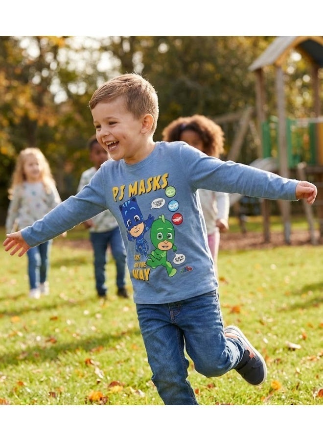 PJ MASKS Boys Long Sleeve T-shirt 100% Cotton by Kids TV