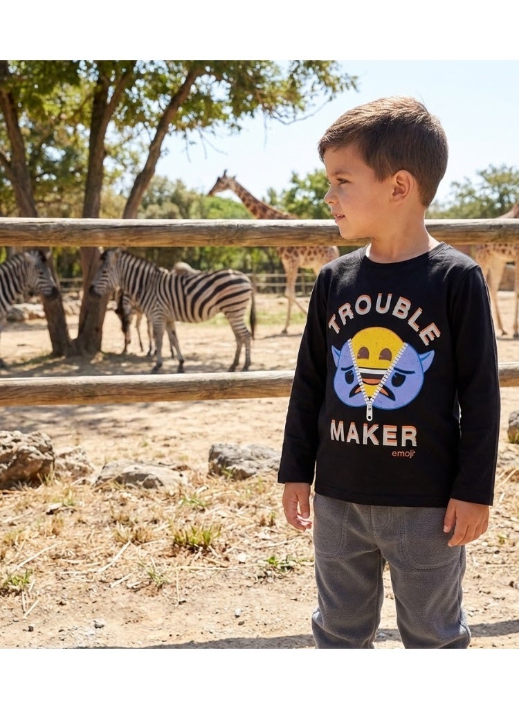 Emoji Smile world boy long sleeve t-shirt by Kids TV100%cotton