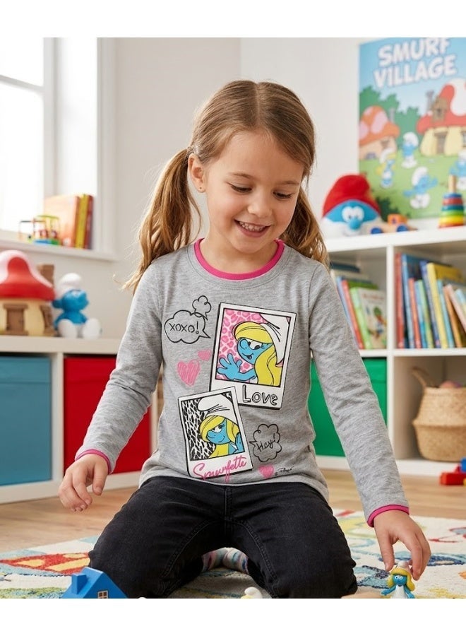 تيشيرت سنفورة من السنافر بأكمام طويلة 100% قطن من Kidstv