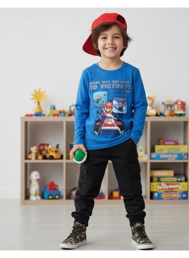Super Mario kart Nintendo world Boys Long Sleeve T-shirt by Kids TV100%cotton