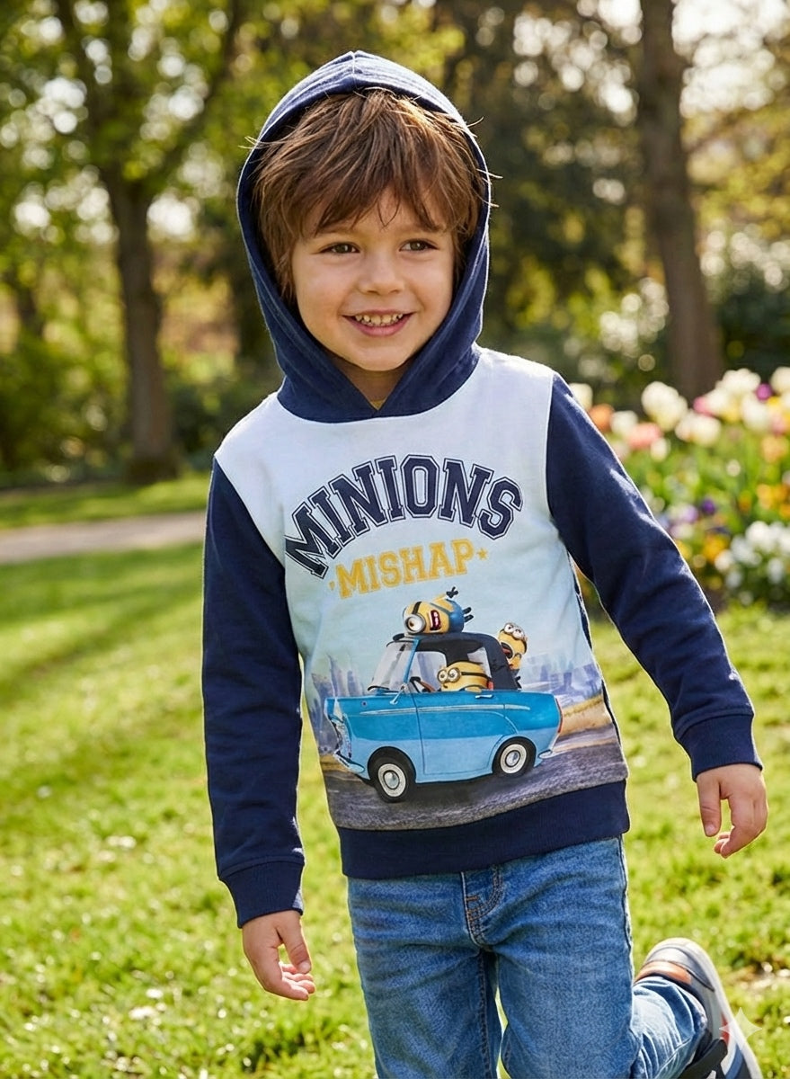 Minions sweatjacket for boys by kids TV100%cotton
