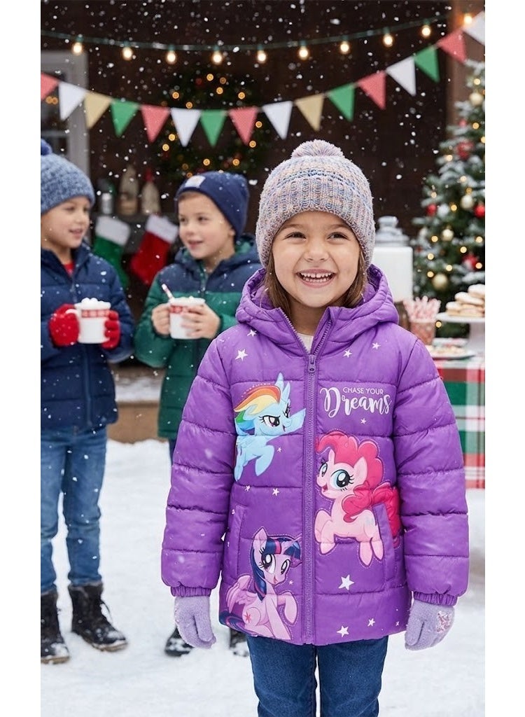 My little Pony hooded purple padded jacket for girls. By kids tv