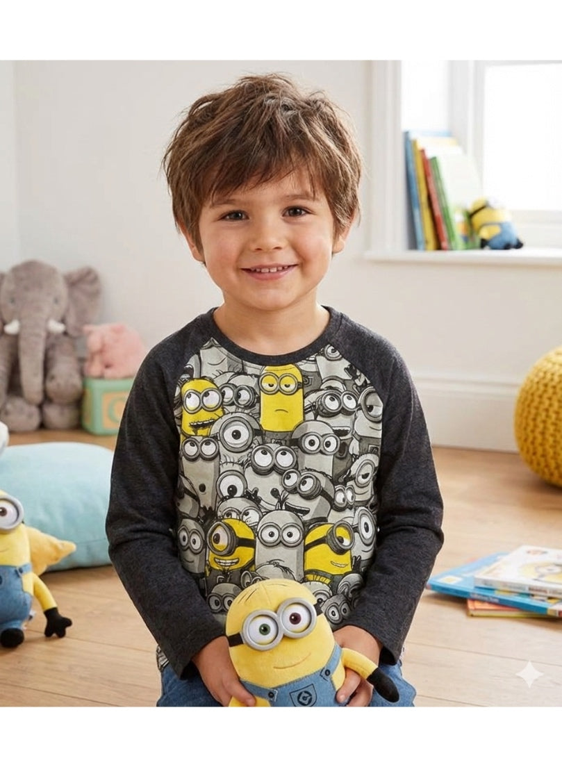 Minions wolrd boy long sleeve T-shirt  by Kids TV100%cotton