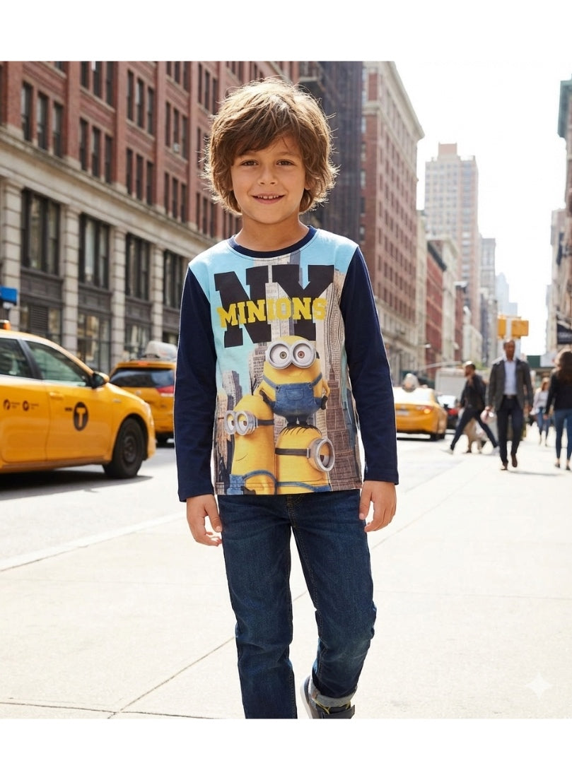Minions wolrd boy long sleeve T-shirt  by Kids TV100%cotton