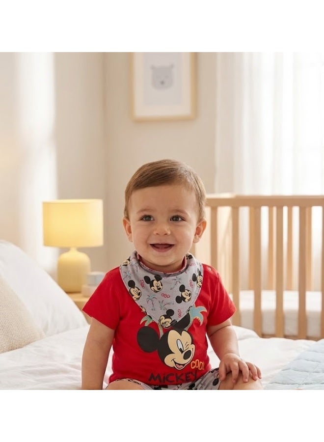 Disney Mickey Mouse Baby Boy Overalls set 3- Pieces 100% Cotton