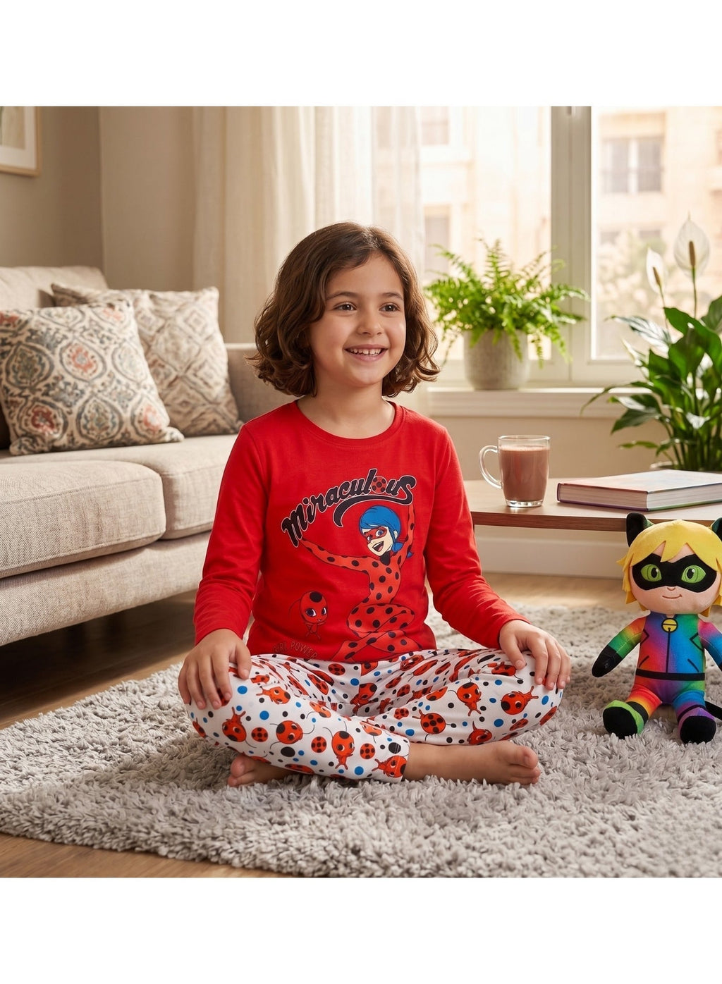 ZAG Heroez Miraculous Ladybug Girls' Long sleeve pajama set by kids TV100%cotton