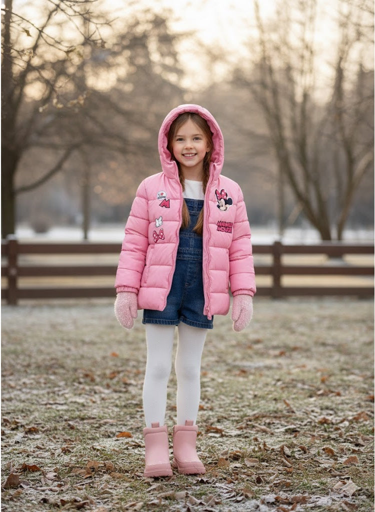 Disney Minnie Mouse hooded Pink padded jacket for girls. By kids tv
