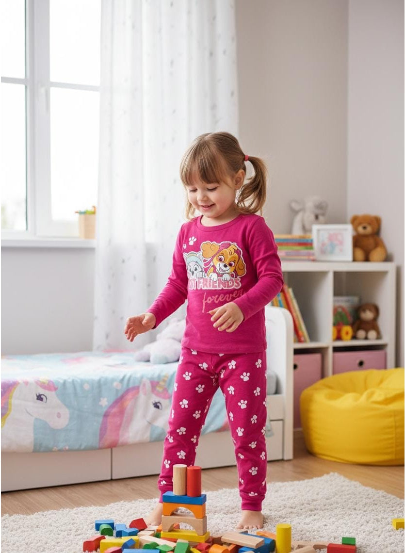 Pajama girls Long Sleeves Set 100% Cotton.