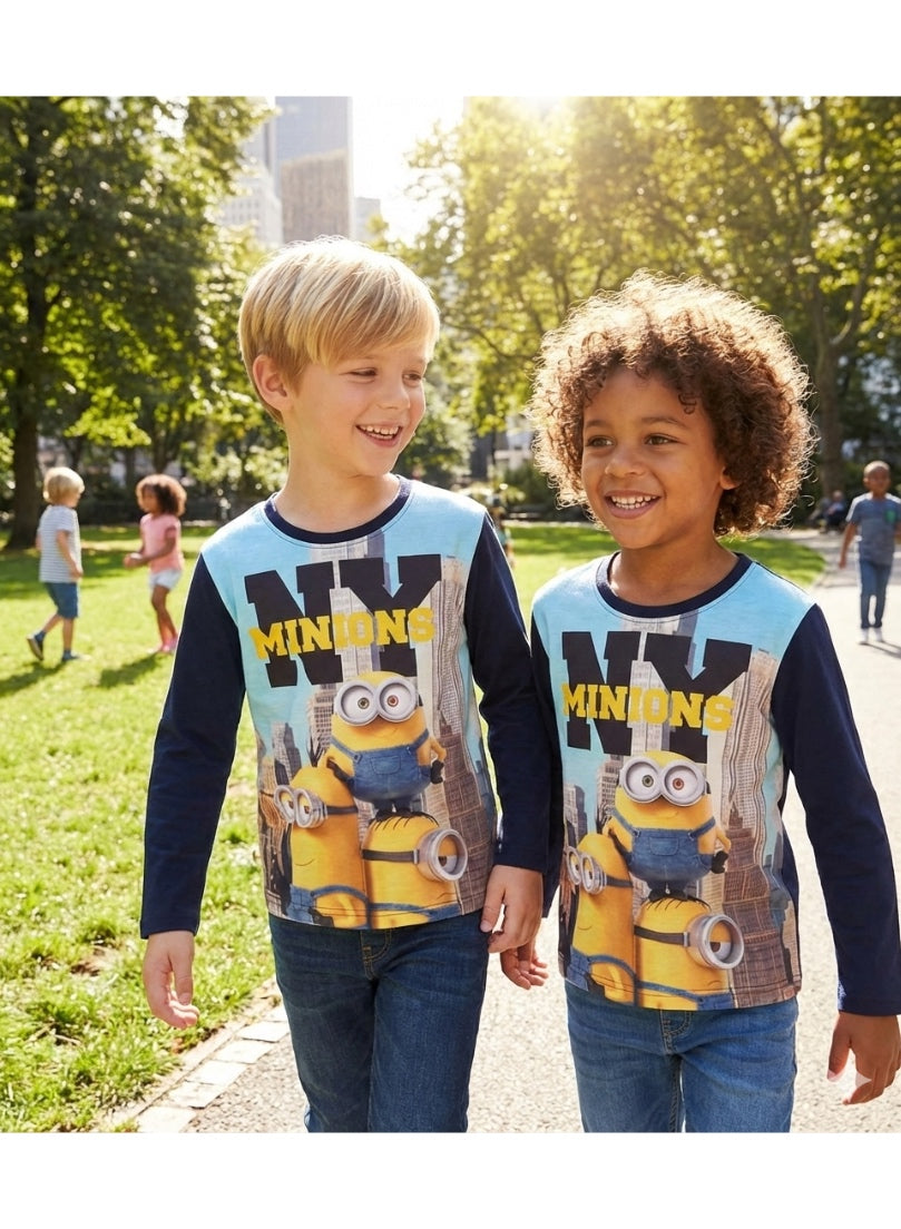 Minions wolrd boy long sleeve T-shirt  by Kids TV100%cotton
