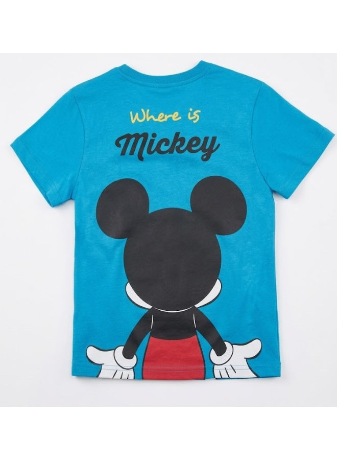 Disney Mickey Mouse Blue T-Shirt For Boys With Screen100%cotton Printby kids tv