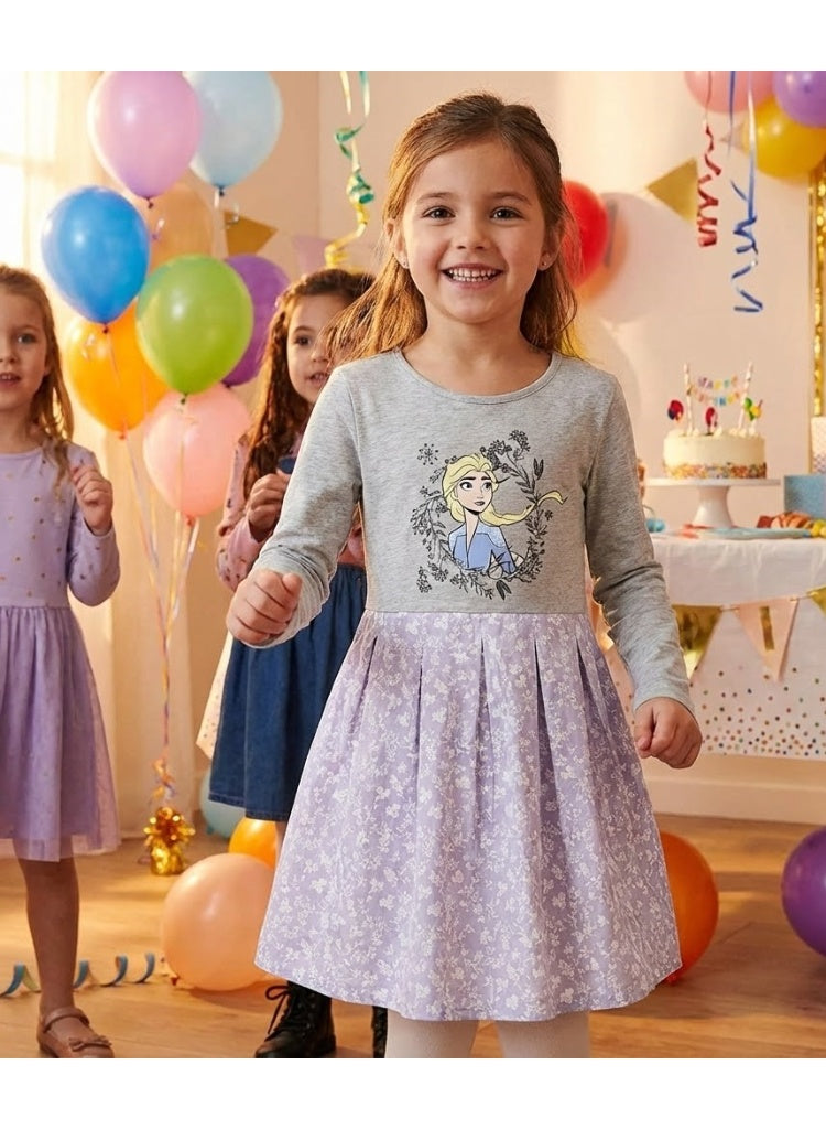 Disney FROZEN elsa dress with a floral skirt  by Kids TV100%cotton
