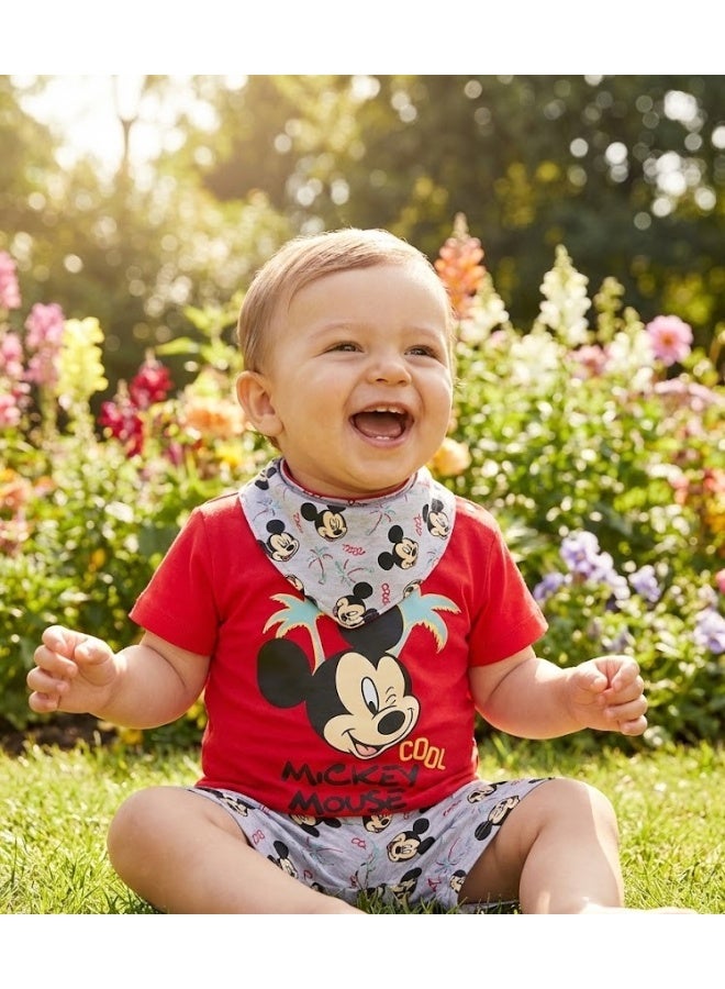 Disney Mickey Mouse Baby Boy Overalls set 3- Pieces 100% Cotton