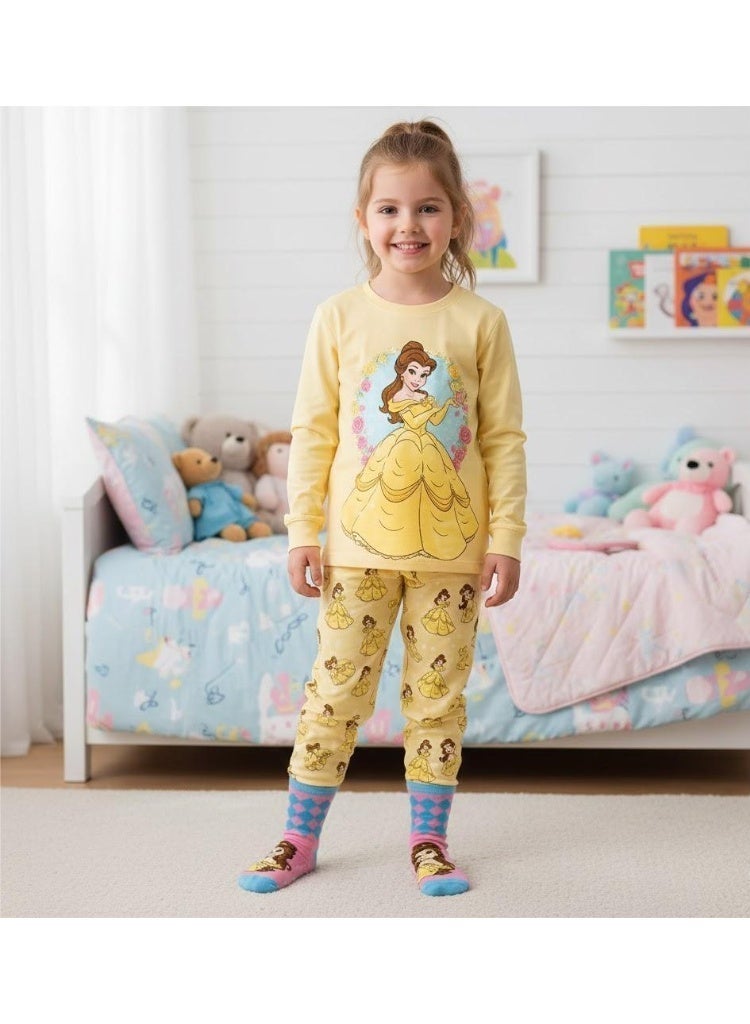 Disney Princess Belle ankle socks with non-slip grips on the sole, by Kids tv