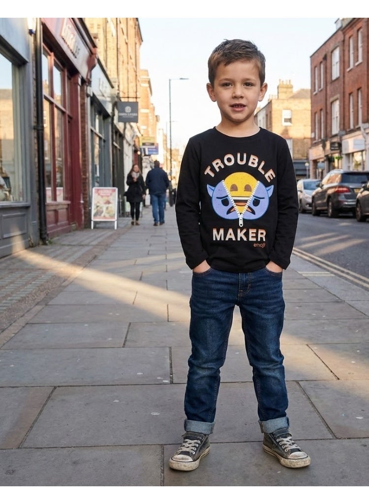 Emoji Smile world boy long sleeve t-shirt by Kids TV100%cotton