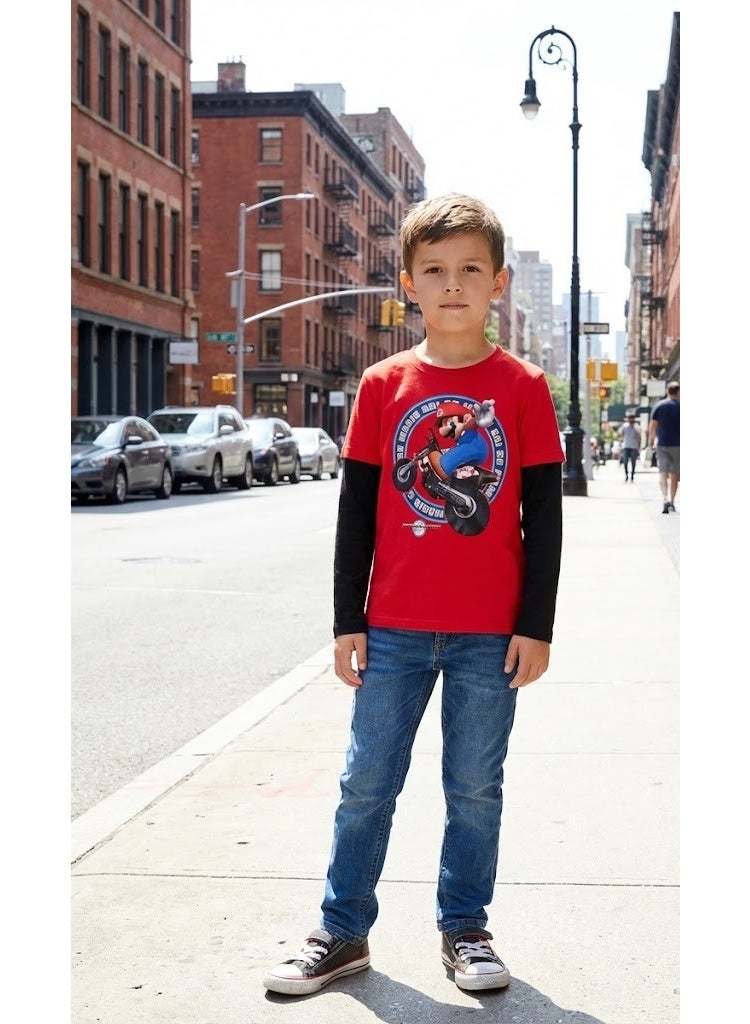 Mario kart Nintendo world Boys Long Sleeve T-shirt by Kids TV100%cotton