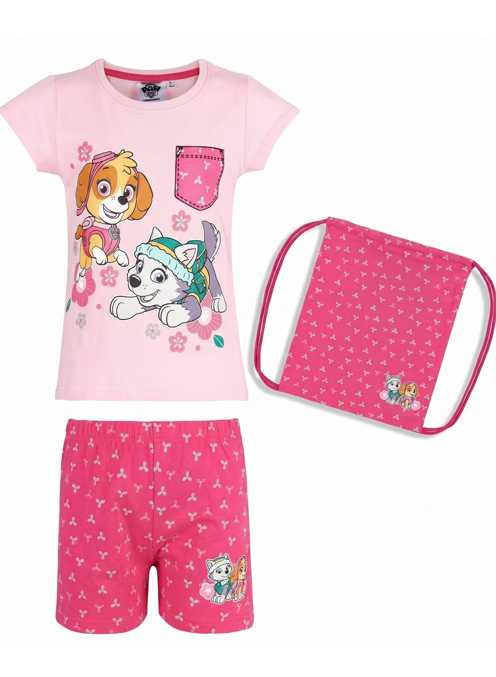 Paw Patrol Girl Pajamas With A Bag100%cotton
