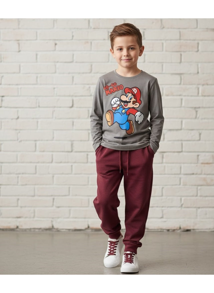Super Mario kart Nintendo world Boys Long Sleeve 100% cotton T-shirt by Kids TV