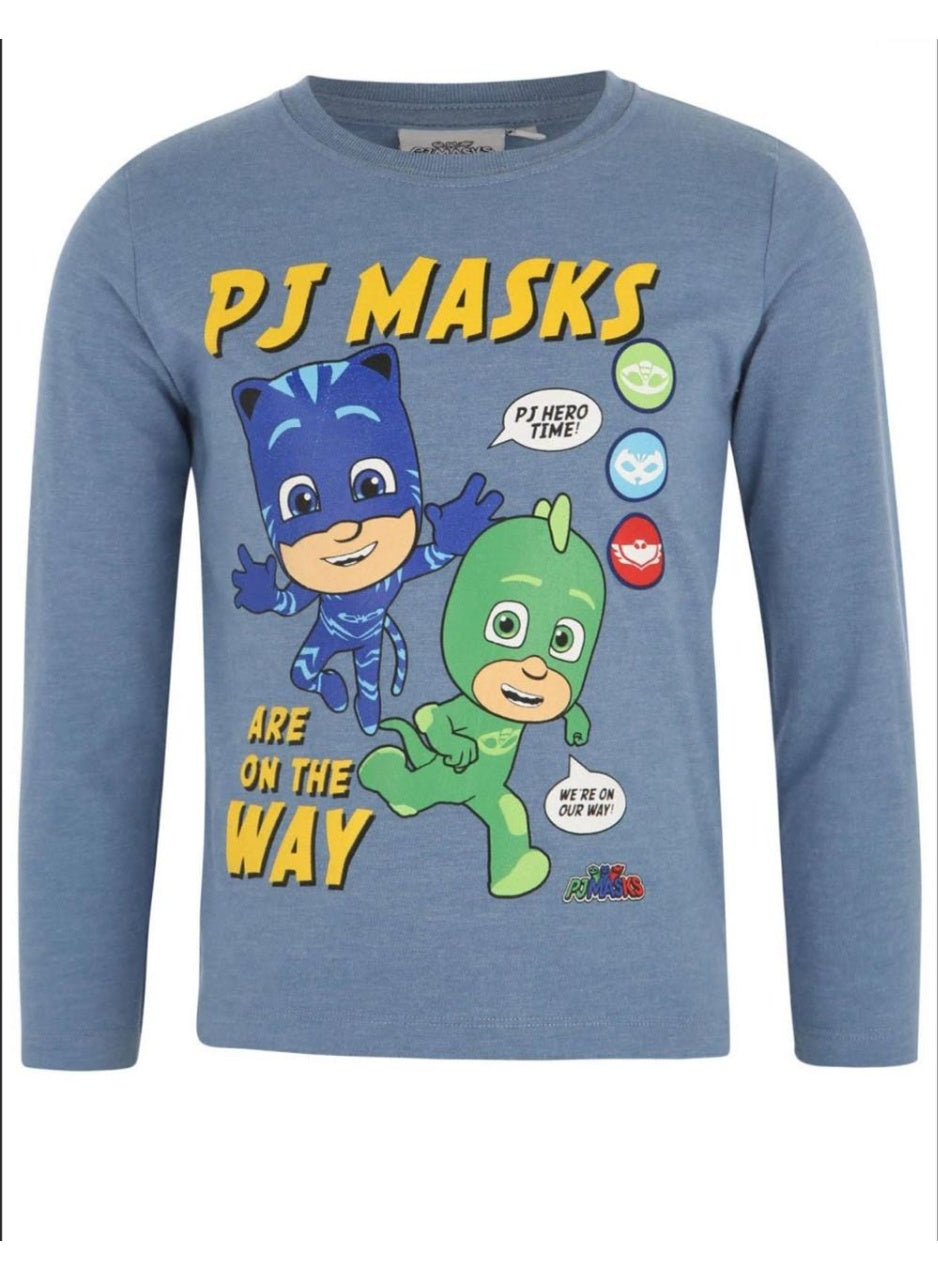PJ MASKS Boys Long Sleeve T-shirt 100% Cotton by Kids TV