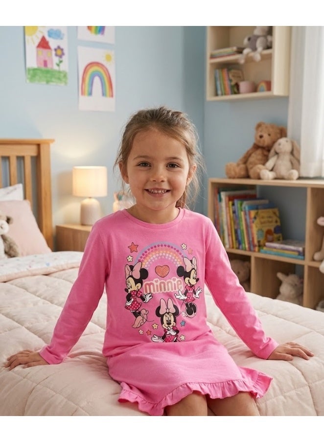 Minnie Mouse Girls Long Sleeves Nightgown 100% cotton.