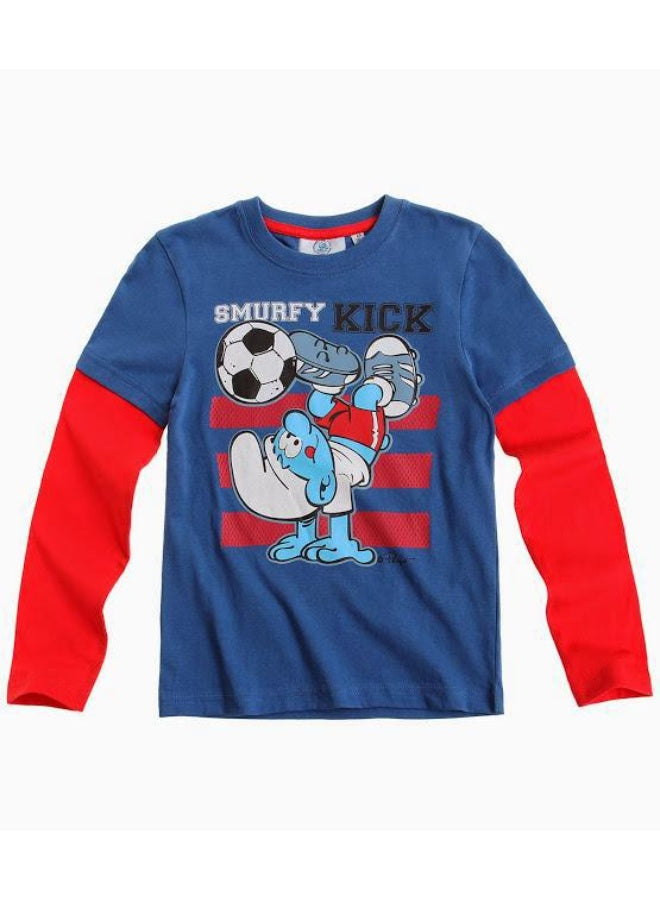 THE SMURFS boys long sleeve T-shirt  by Kids TV100%cotton