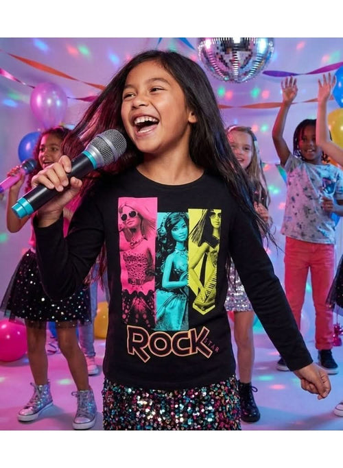 Barbie Rock Print Long-Sleeve T-Shirt for Girls - photo 2 - KIDS Tv Egypt