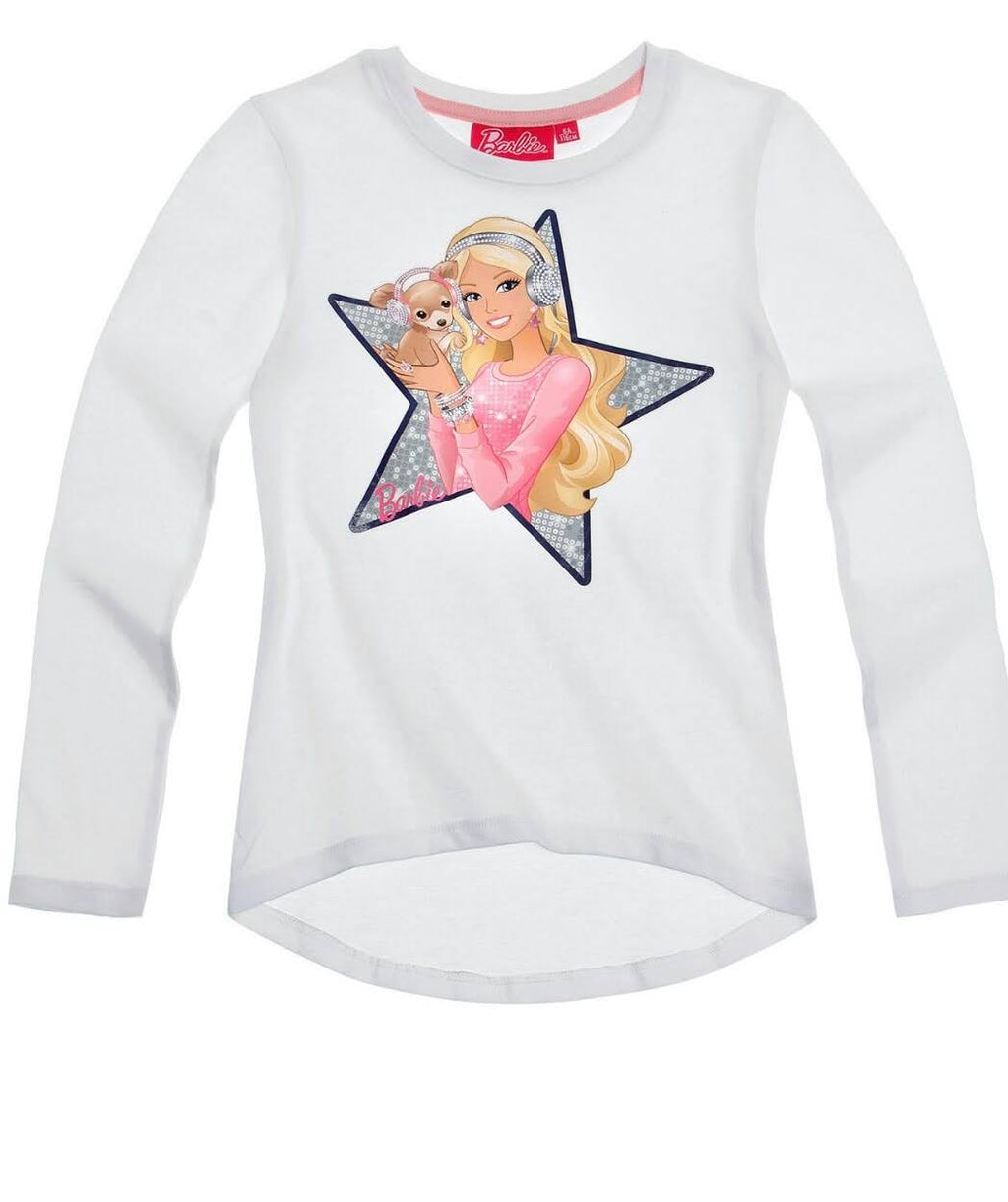 Barbie Star Print Long-Sleeve T-Shirt — Girls