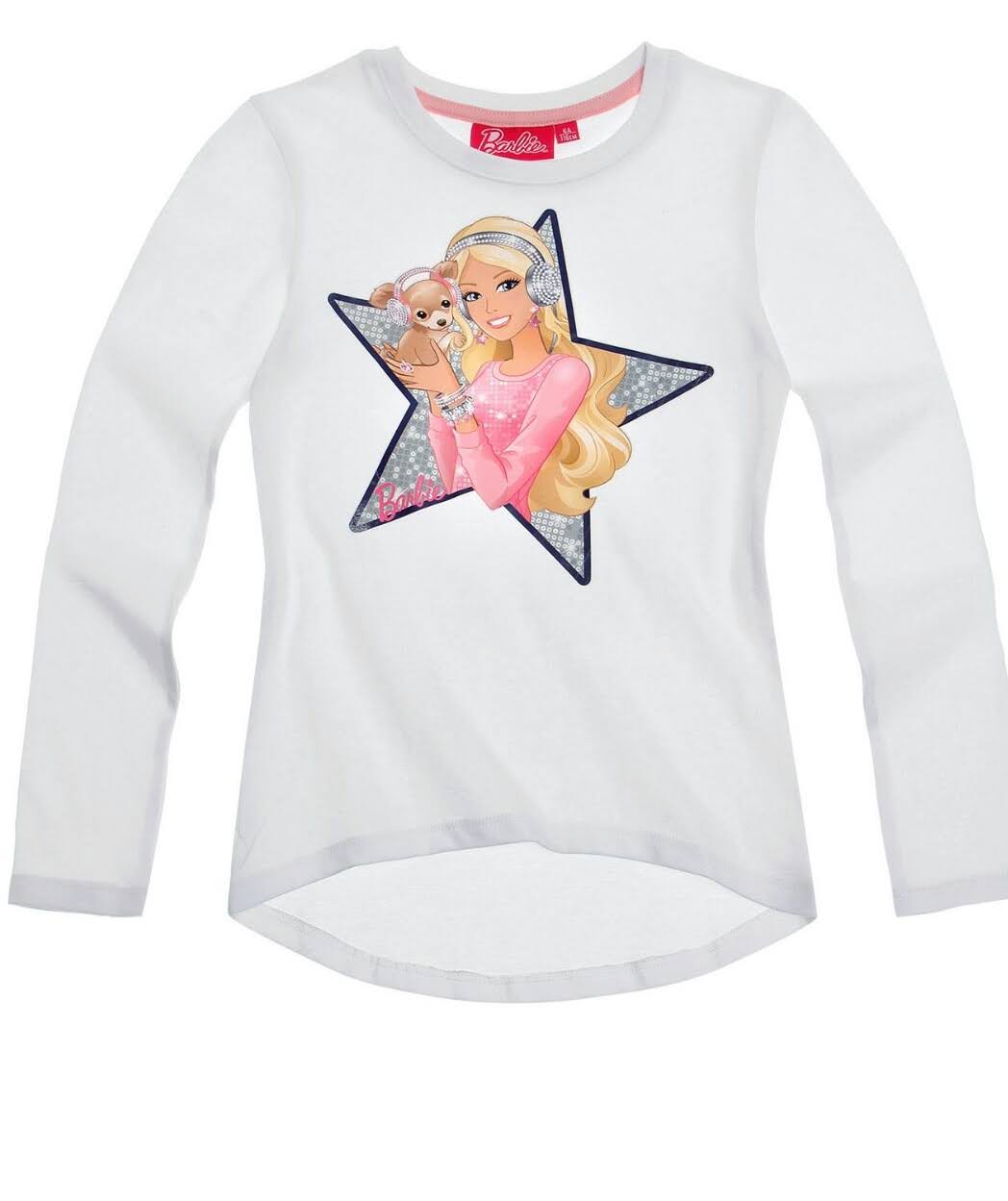 Barbie Star Print Long-Sleeve T-Shirt — Girls