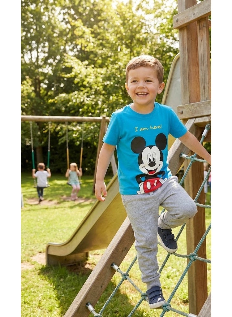 Disney Mickey Mouse Blue T-Shirt For Boys With Screen100%cotton Printby kids tv