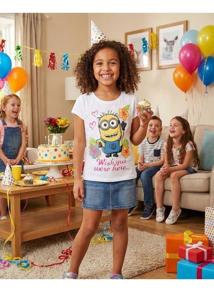 تي شيرت بناتي بتصميم "Minions"100% قطن