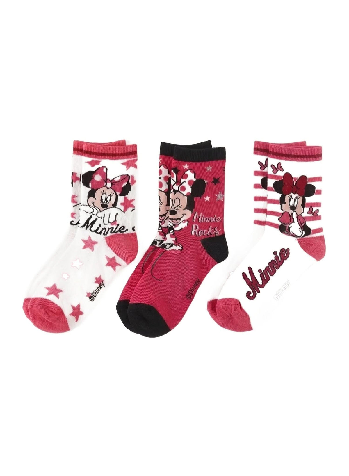 Disney Minnie Mouse 3-Pack Socks Pink & Black — Girls