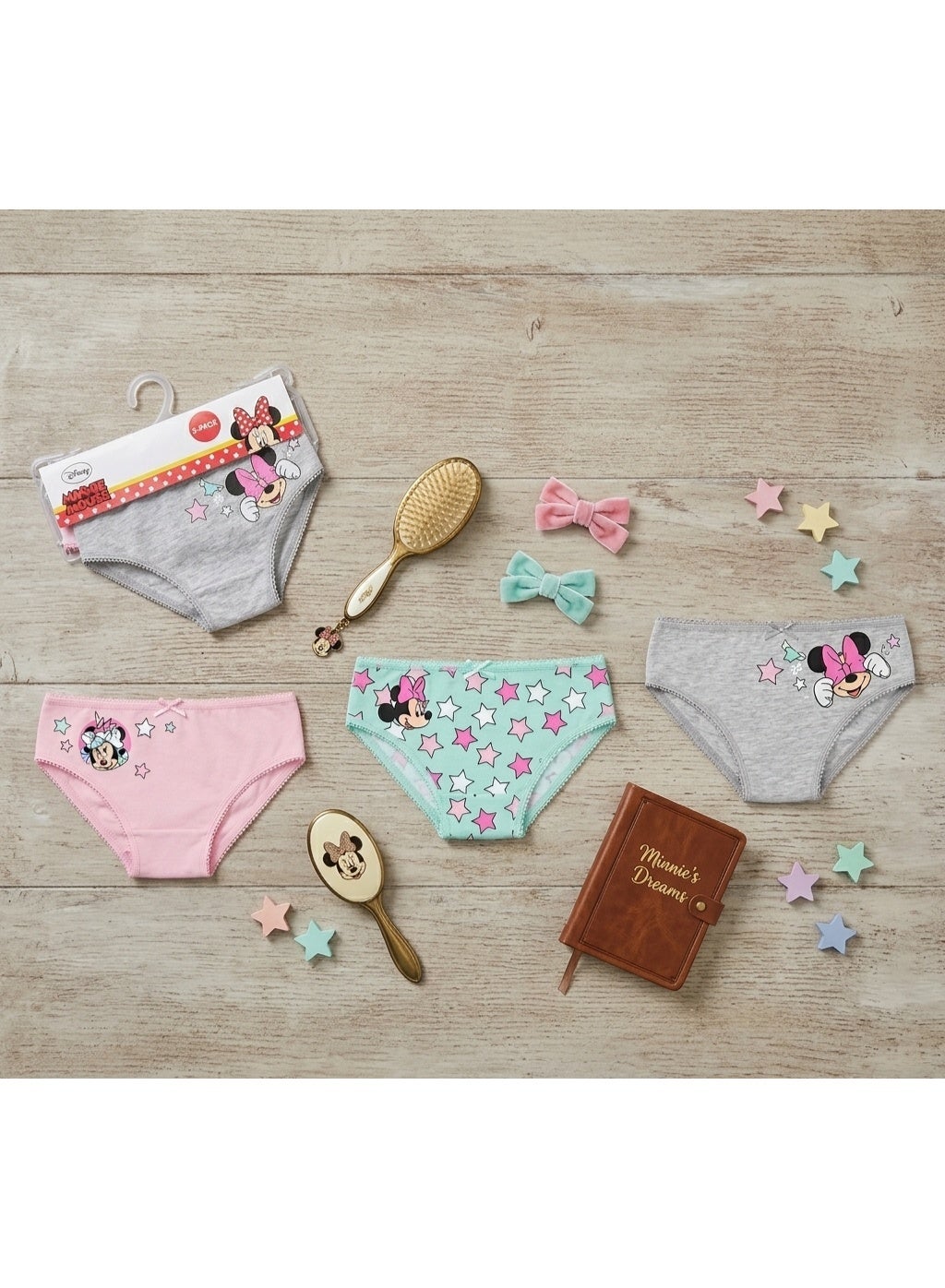 Disney Minnie Mouse Pack of three girls' 100% cotton briefs by kids TV