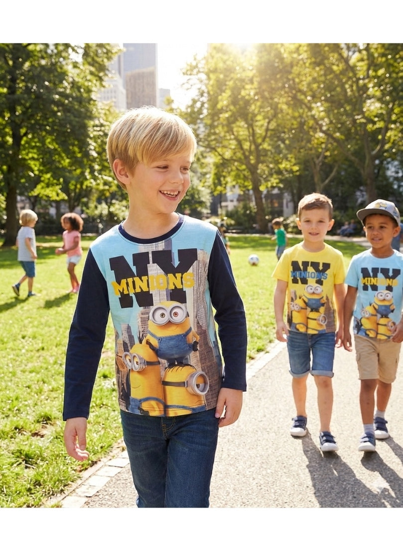 Minions wolrd boy long sleeve T-shirt  by Kids TV100%cotton