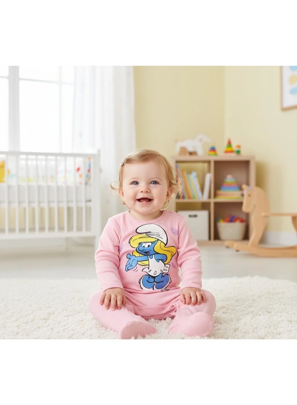 Smurf cotton overalls baby  girl long sleeve by kids TV100%cotton