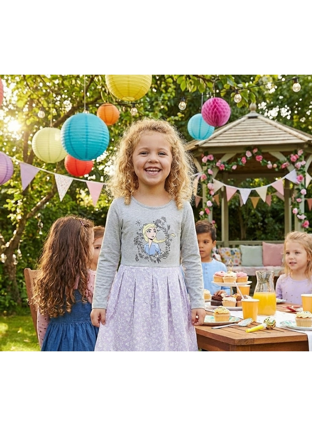 Disney FROZEN elsa dress with a floral skirt  by Kids TV100%cotton