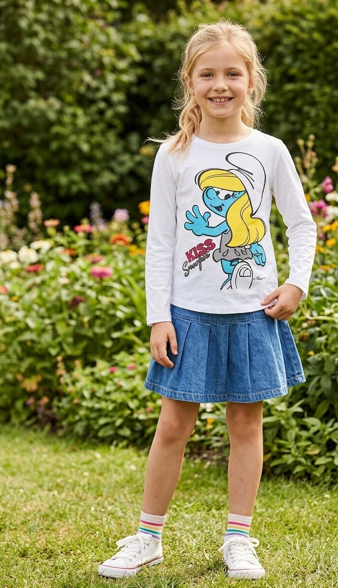تي شيرت بأكمام طويلة Smurfs Smurfette قطن 100% من kidstv