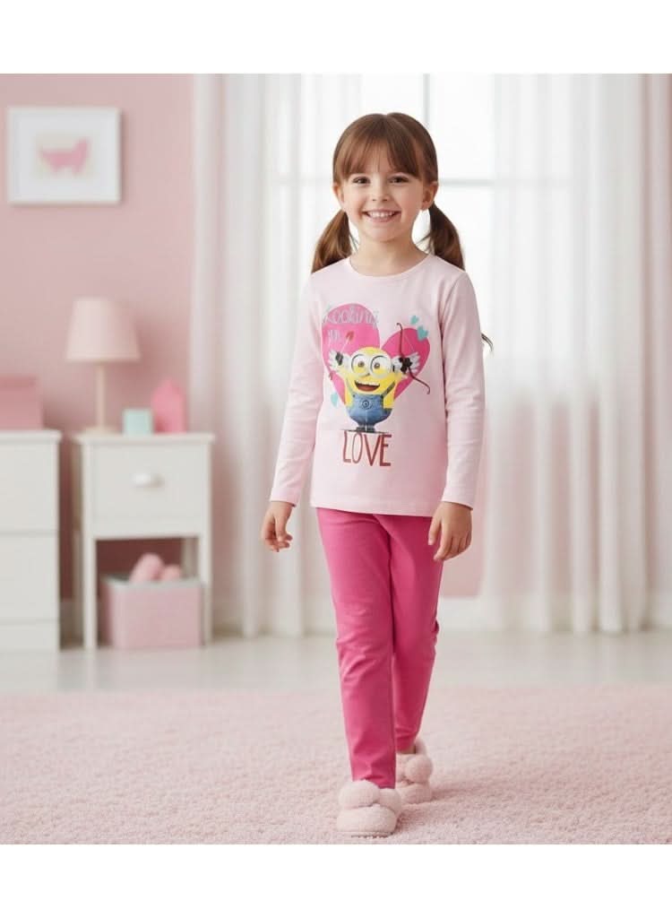 Minions Pink Heart Long Pyjama Set for Girls - photo 2 - KIDS Tv Egypt